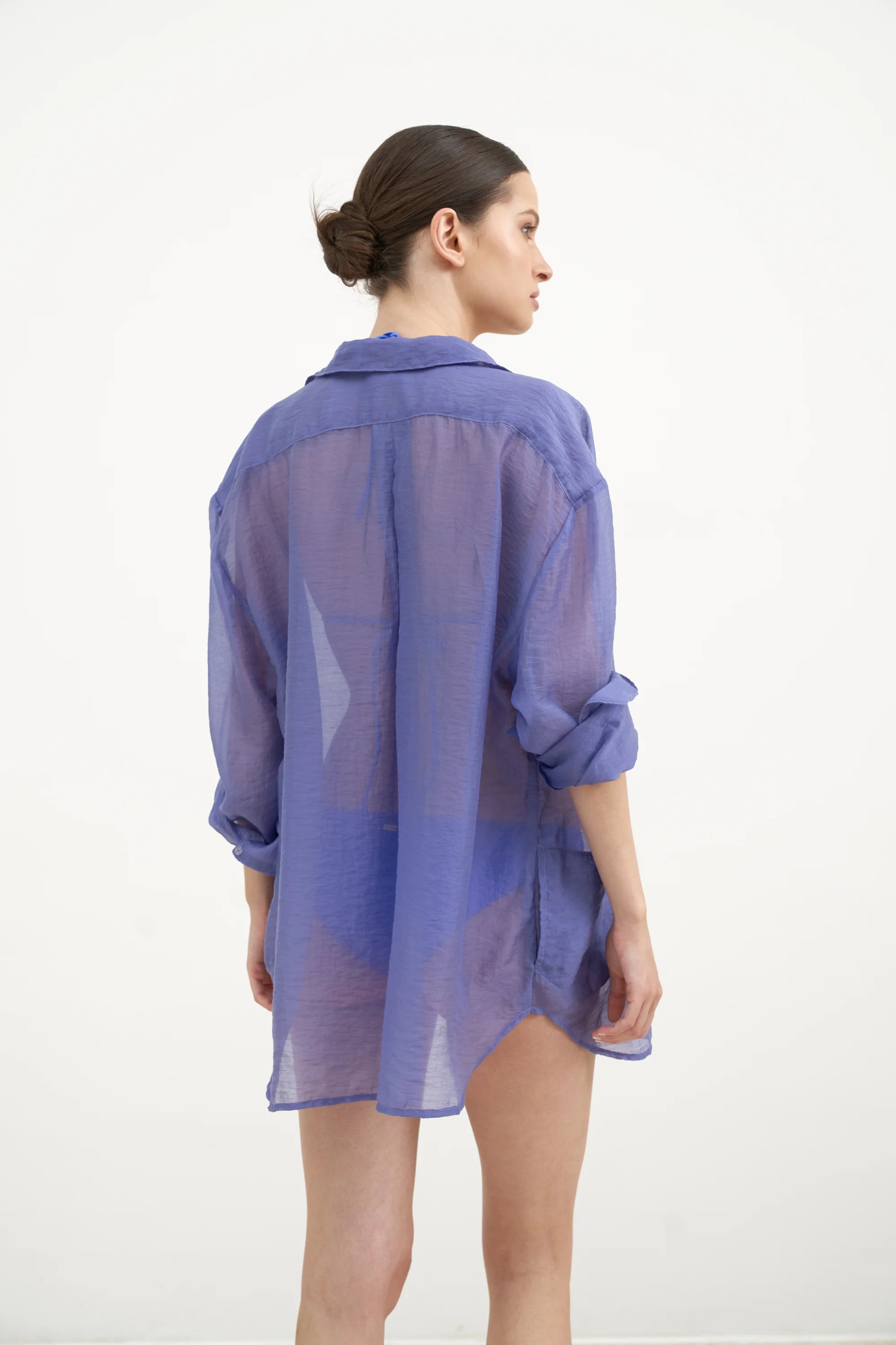 Maxine Boyfriend Shirt - Hydrangea Organza
