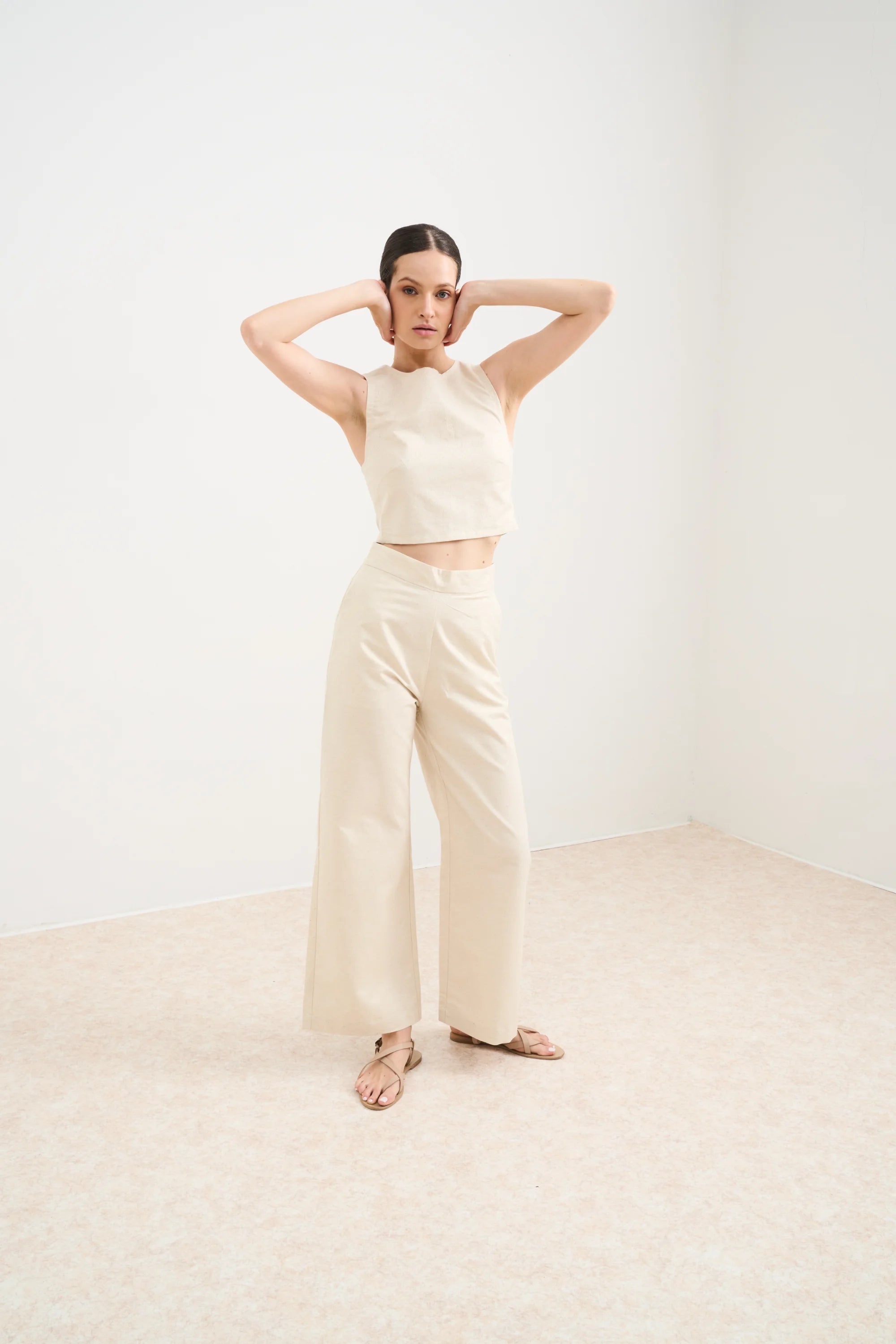 Zoe High Waist Trouser - Shimmer Linen